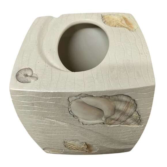 Croscill Home Beach Nautical Seashell Design Square Tissue Box Cover - Picture 2 of 8